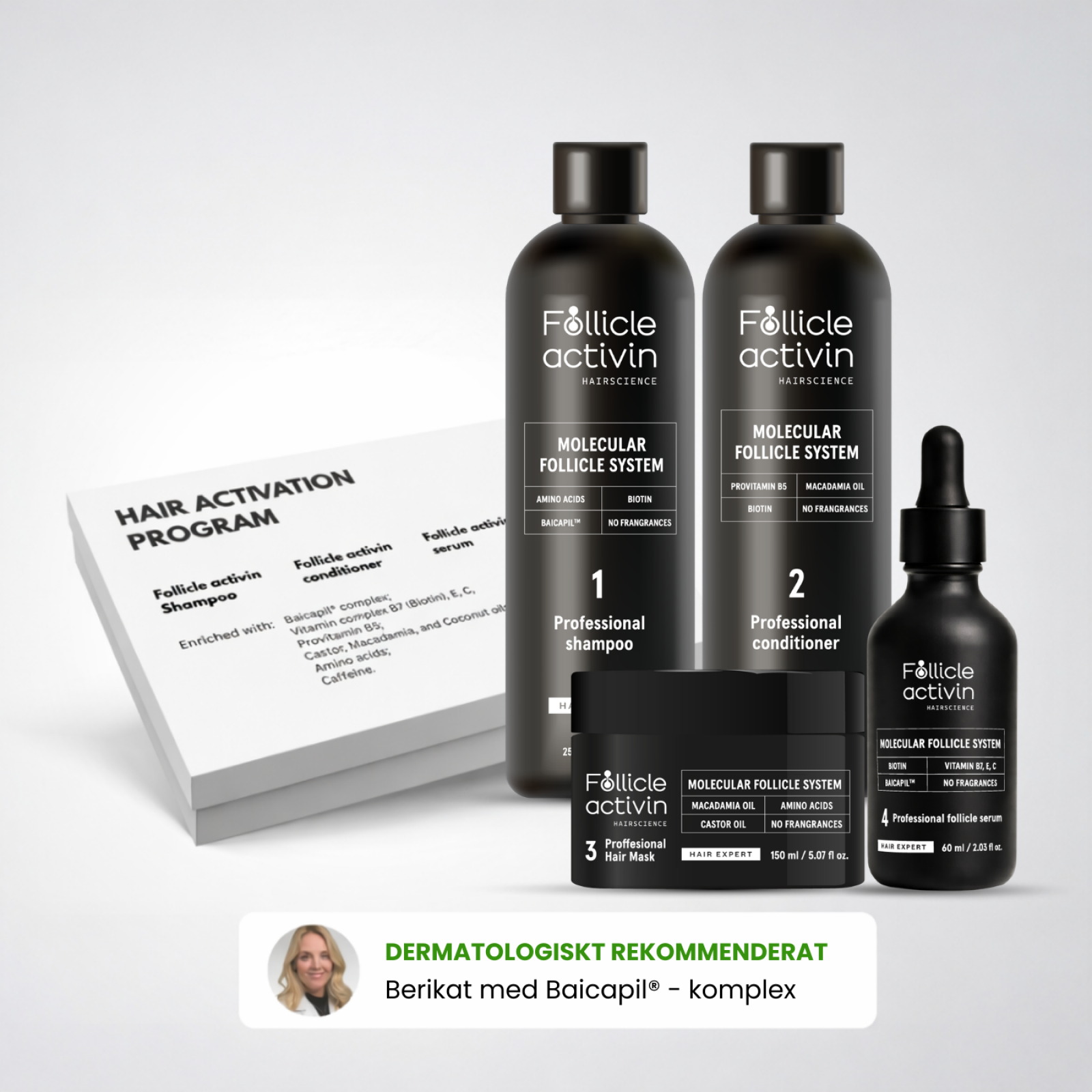 Follicle Activin Hårväxtprogram för ny hårväxt och minskat håravfall Follicle Activin Hårväxtprogram för ny hårväxt och minskat håravfall