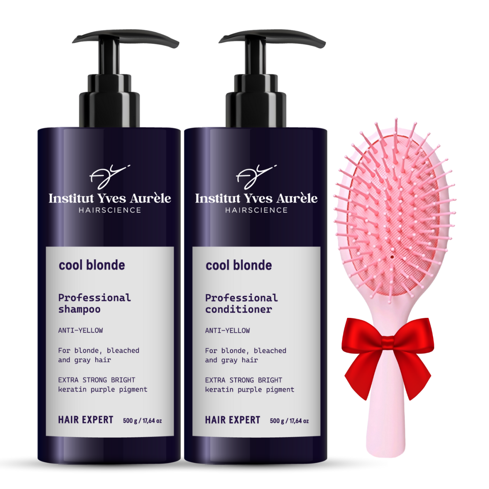 Institut Yves Aurèle hårbehandling som neutraliserar gula toner: Shampoo (500ml) och Conditioner (500 ml) + GÅVA Institut Yves Aurèle hårbehandling som neutraliserar gula toner: Shampoo (500ml) och Conditioner (500 ml) + GÅVA