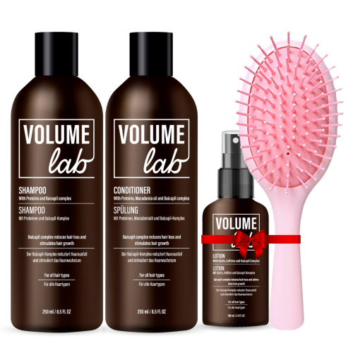 Volume Lab grunduppsättning: Shampoo och Conditioner + GÅVA (Lotion + Hårborste)!