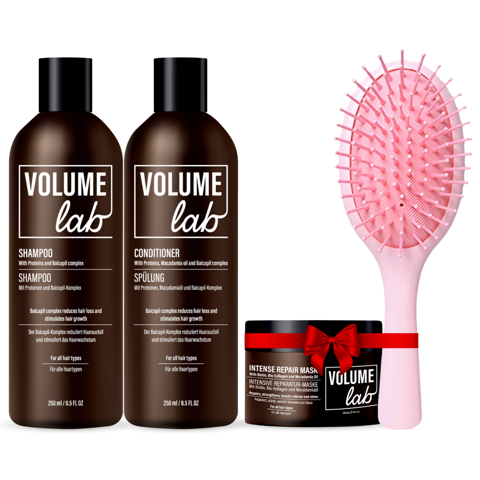Volume Lab grunduppsättning: Shampoo och Conditioner + GÅVA (Hårinpackning + Hårborste)! Volume Lab grunduppsättning: Shampoo och Conditioner + GÅVA (Hårinpackning + Hårborste)!